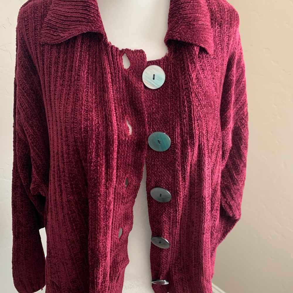 Red/Burgundy Button Down Sweater